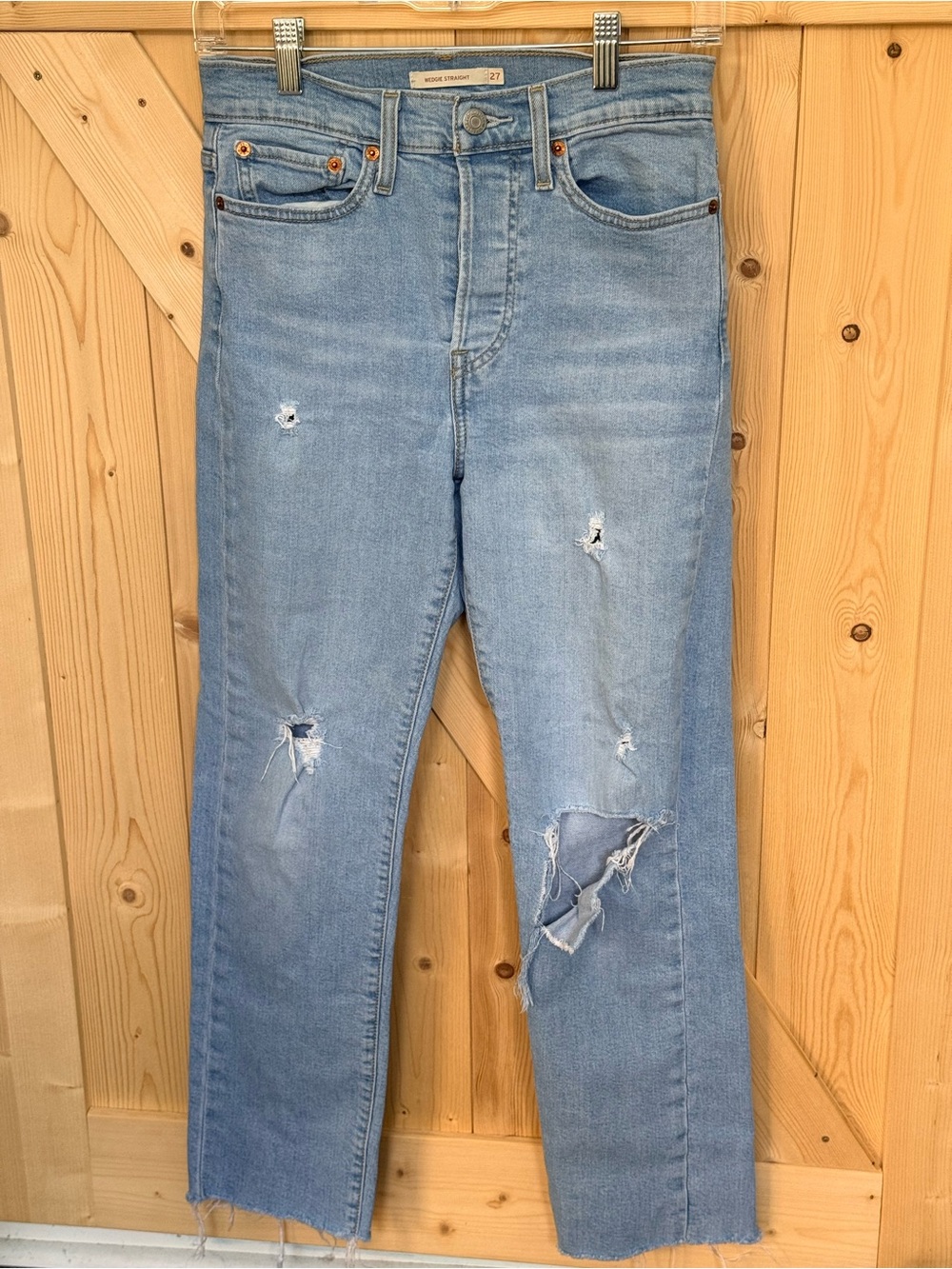 Levi's Wedgie Straight Distressed Straight Leg Jeans
